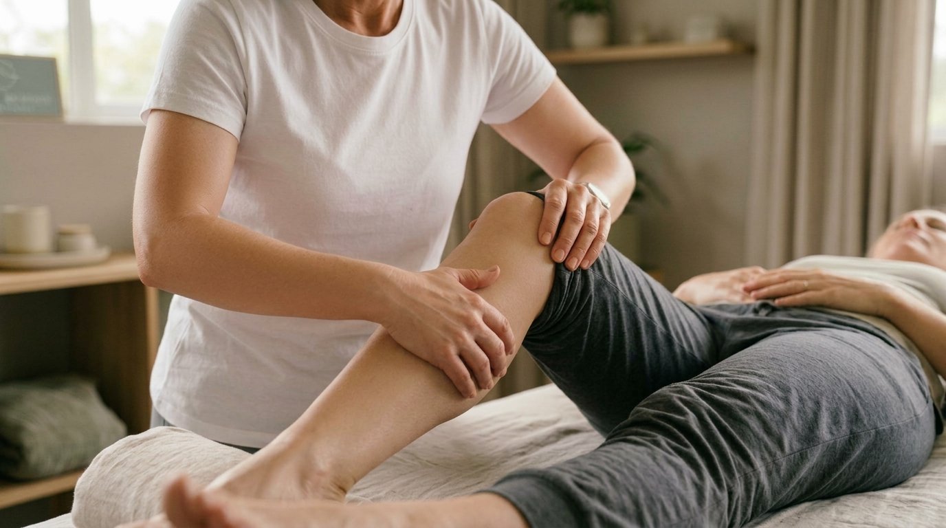 Gelenkmobilisation und Bewegungstherapie – Nahaufnahme Kniegelenk